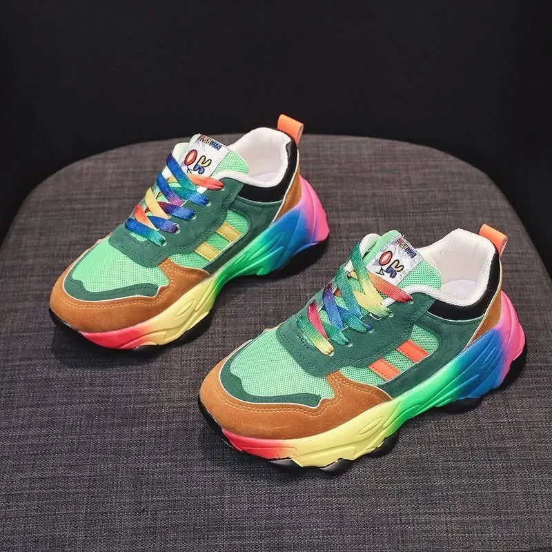 Trendy Women Sneakers Tennis Multicolor Sports Shoes for Women Platform Light Vulcanize Hot Sale Female Running Shoes Leisure Good Vibrations