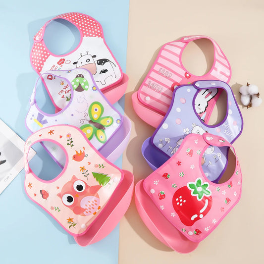 Baby food bib Baby waterproof bib three-dimensional detachable food food pocket Child child saliva pocket Good Vibrations