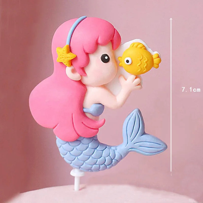 Mermaid Theme Cake Toppers Shell Starfish Fish Tail Children Girl Birthday Wedding Baby Shower Party Cake Decorations Supplies Good Vibrations