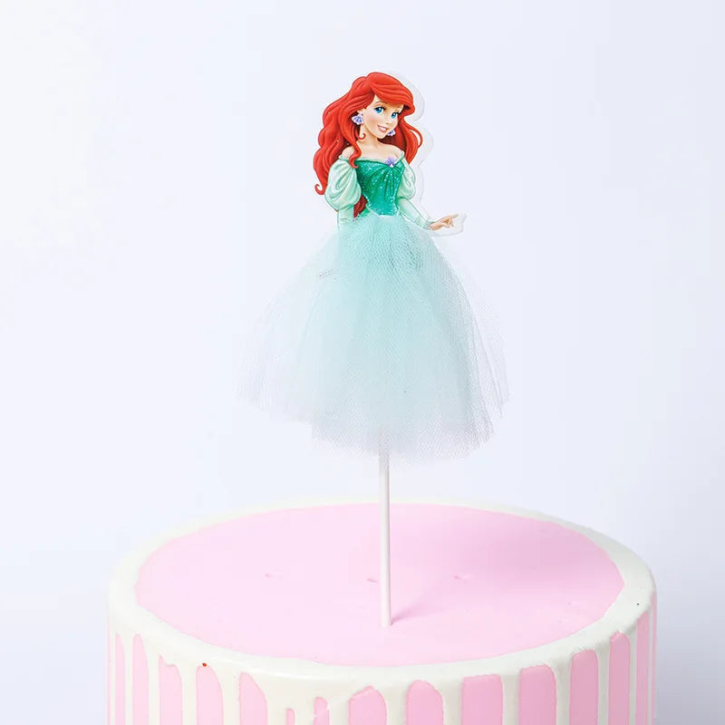 1pcs/lot Tangled Snow White Jasmine Princess Theme Birthday Party Girls Favor Decorate Tiana Beauty Beast Design Cupcake Toppers Good Vibrations