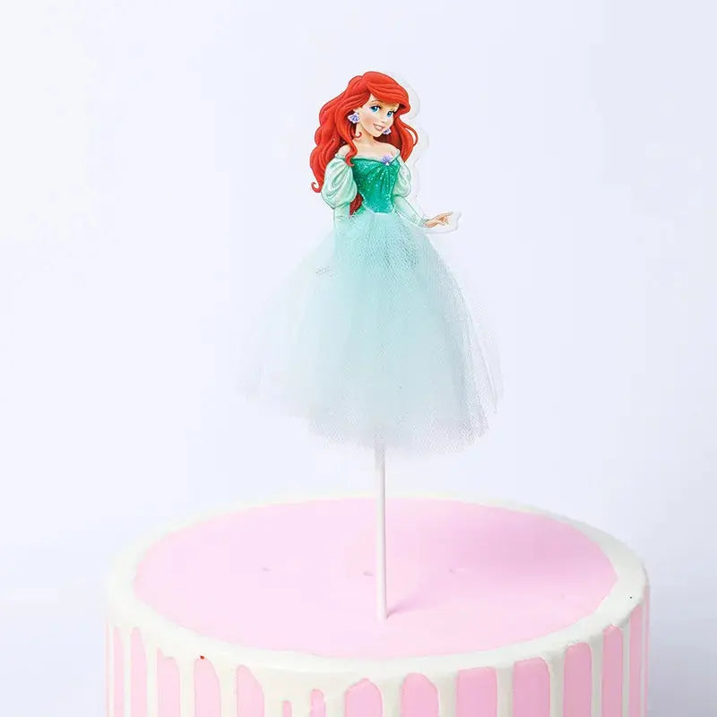 1pcs/lot Tangled Snow White Jasmine Princess Theme Birthday Party Girls Favor Decorate Tiana Beauty Beast Design Cupcake Toppers Good Vibrations