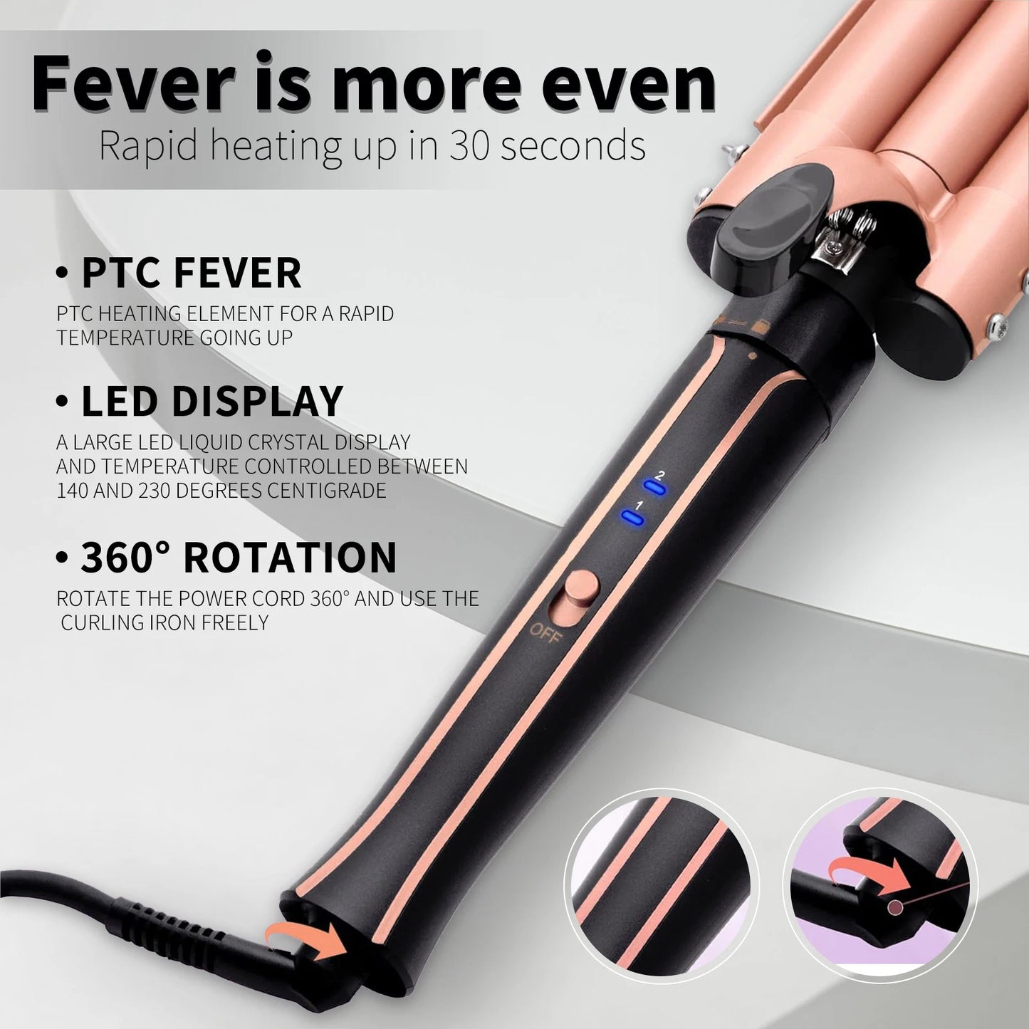 Customizable Electric Curling Iron Hair Tools Professional Roller Curls Wand Fast Heating Up Curling Iron for All Hair Types