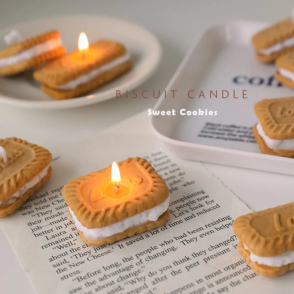 Cute Handmade Biscuit Candle Scented Candle Aromatherapy Soy Wax Candle Wedding Birthday Candles Party Home Decoration Good Vibrations