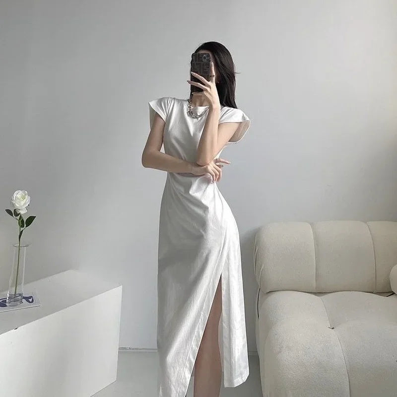 White Dresses for Women 2025 Woman Dress Clothes Midi X New in Chic and Elegant Pretty Cheap Casual Y2k Outfits Harajuku Cotton Good Vibrations