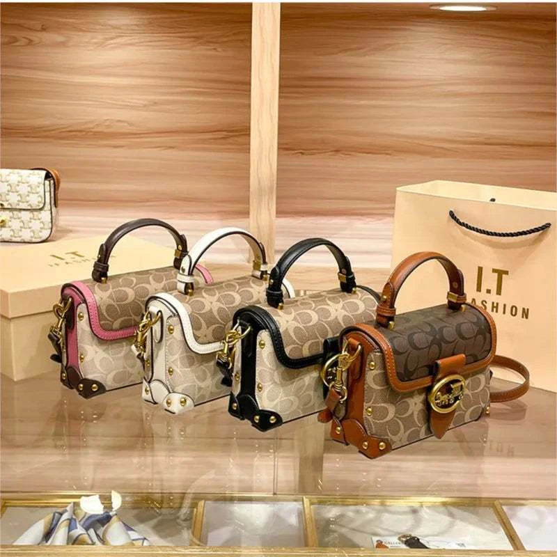 New minimalist and fashionable small handbag, contrasting color women's bag, high-end carriage crossbody bag, portable box bag Good Vibrations