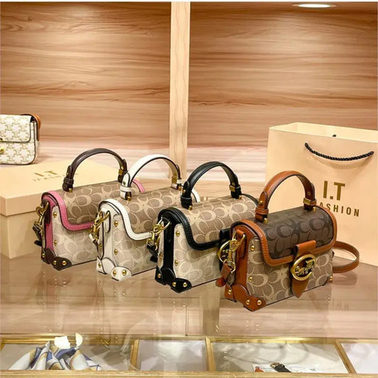 New minimalist and fashionable small handbag, contrasting color women's bag, high-end carriage crossbody bag, portable box bag Good Vibrations