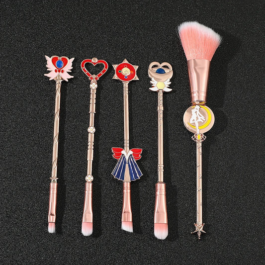 5pcs/set Kawaii Sailor Moon Makeup Brushes Kits Foundation Powder Blush Eyeshadow Kabuki Blending Make Up Brush Beauty Tools Good Vibrations