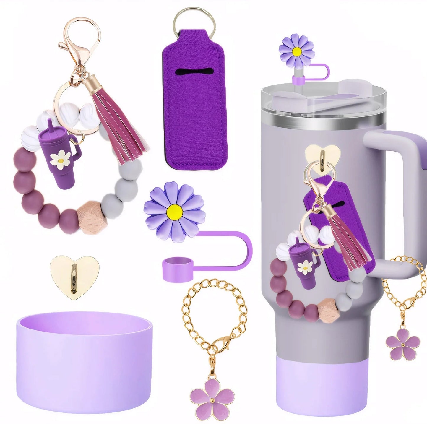 6PCS Cup Accessories Set for Stanley Cup tumbler with handle Including Silicone Straw Topper and Boot, Spill Proof Stopper Good Vibrations Adult Super Store