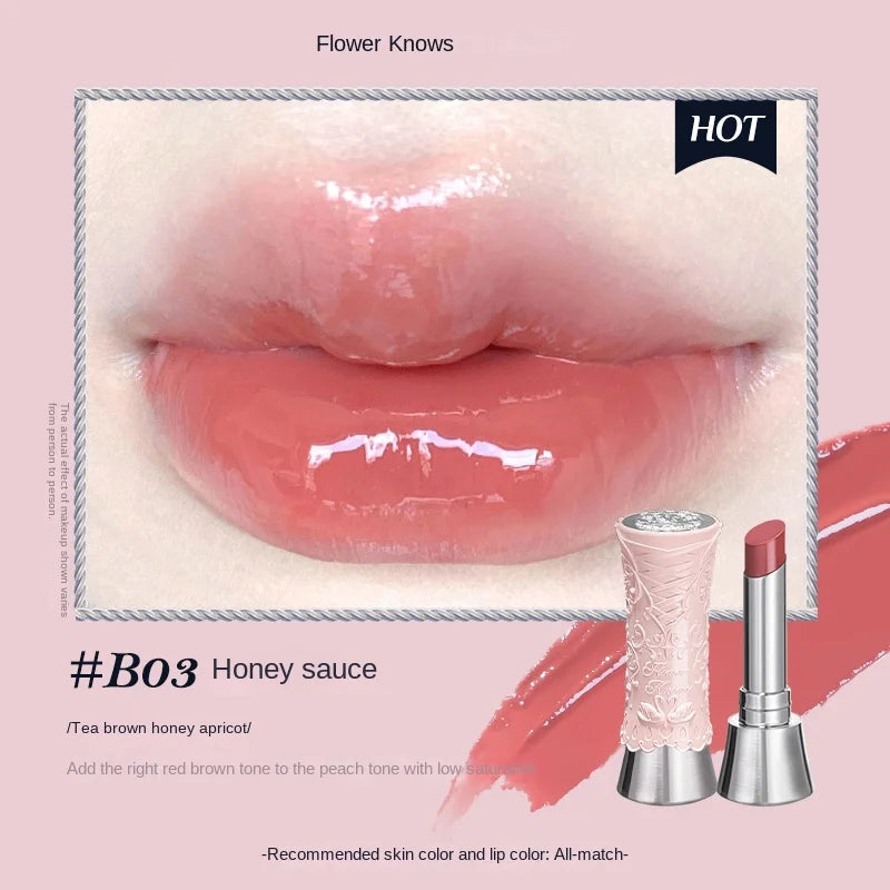 Flower Knows Lipstick Swan Ballet Lip Gloss Mirror Moisturizing Long-lasting Lip Glaze Nostickcup Nourishing 3.5g Good Vibrations