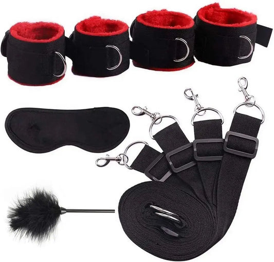 BDSM Restraint Adult Sex toys Leather Plush 5 Piece Sets Couples Training Bondage Sexual Products Sexual Games Auxiliary Supply GOOD Vibrations