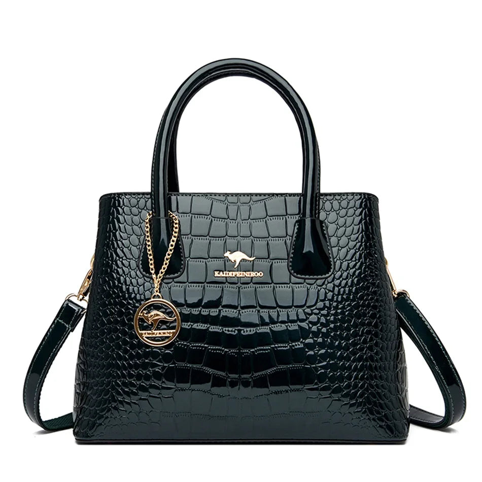 Luxury Patent Leather Crossbody Bags Women Crocodile Pattern Sac 2024 Large Capacity Ladies Shoulder Tote Bags Designer Purse Good Vibrations