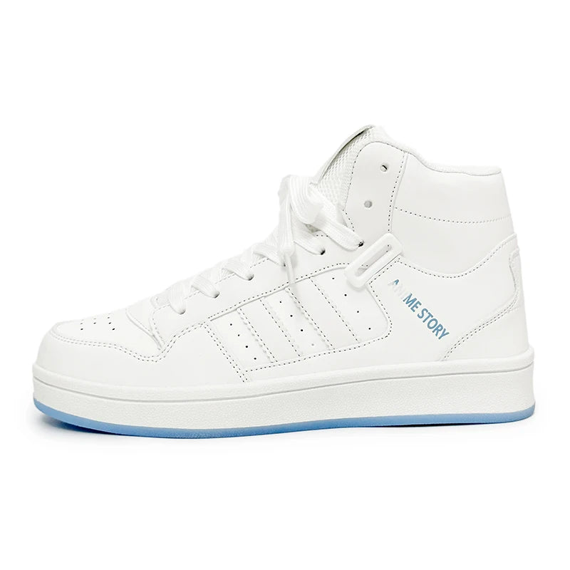 High Top National Tide Color Matching Strap Classic New Board Shoes Casual Walking Shoes Bread Shoes Small White Shoes Students Good Vibrations
