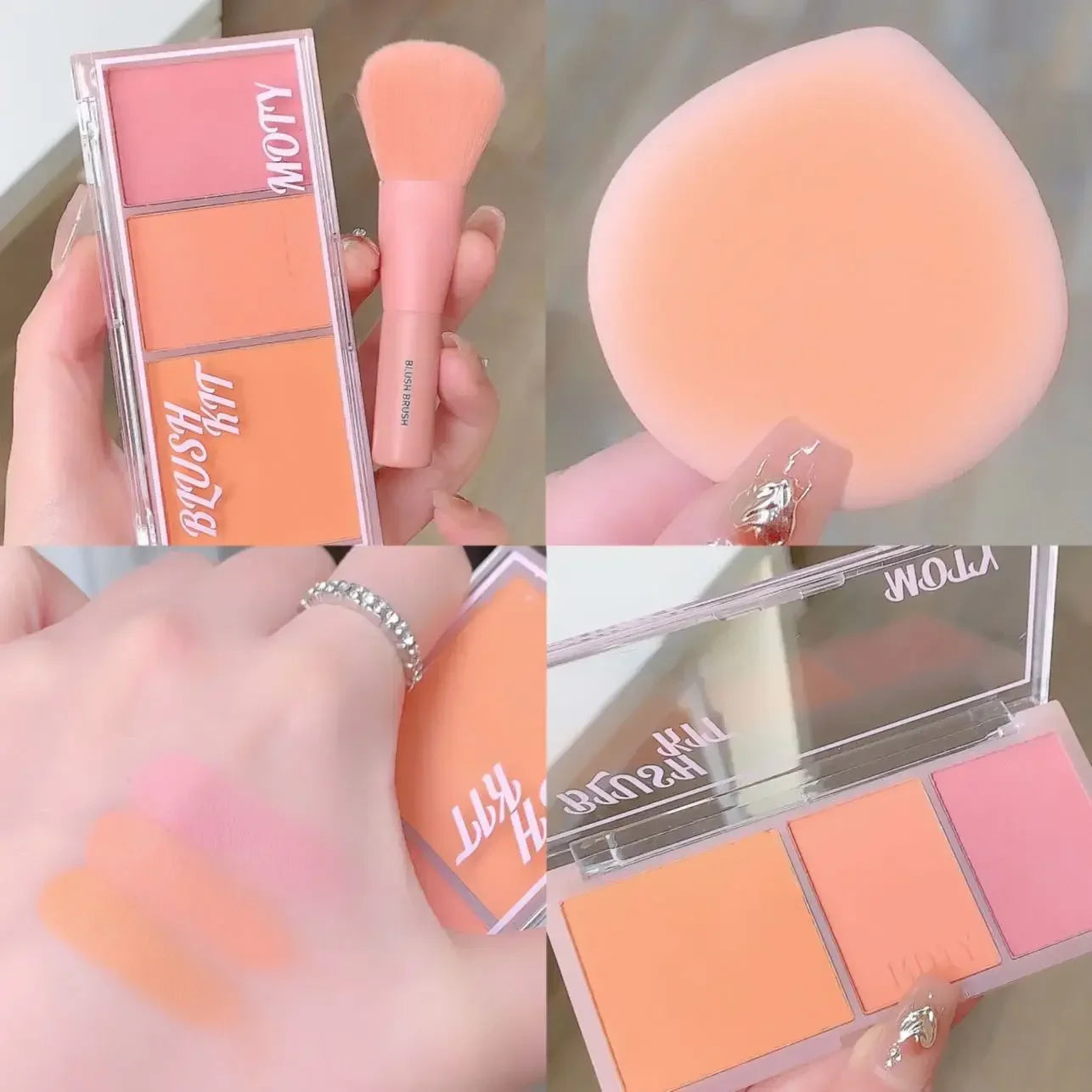 Pink Series 3 Colors Blush Makeup Palette Mashed Potato Texture Matte Cheek Tint Contour Shadow Blusher Cosmetics Rouge Powder Good Vibrations