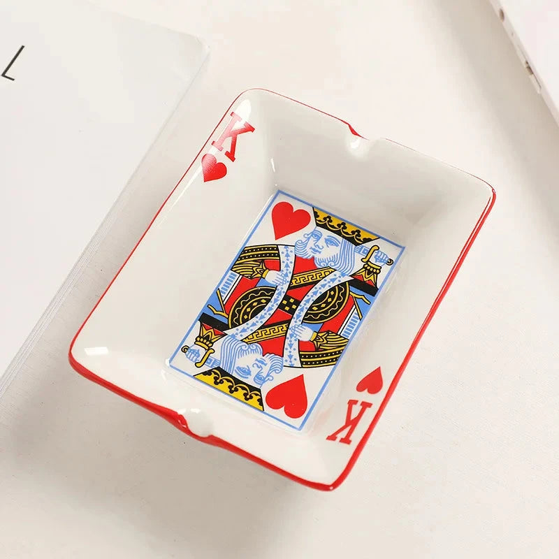 Creative Ceramic Ashtray for Home Office Poker Porcelain Ash Tray Smoking Accessories Living Room Ornament Man Gift Good Vibrations Adult Super Store