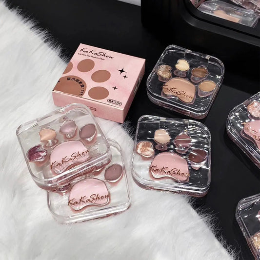 5 Colors Eye shadow Palette Cat paw shape, earthy khaki everyday look Party Performance Makeup eye cosmetics Good Vibrations