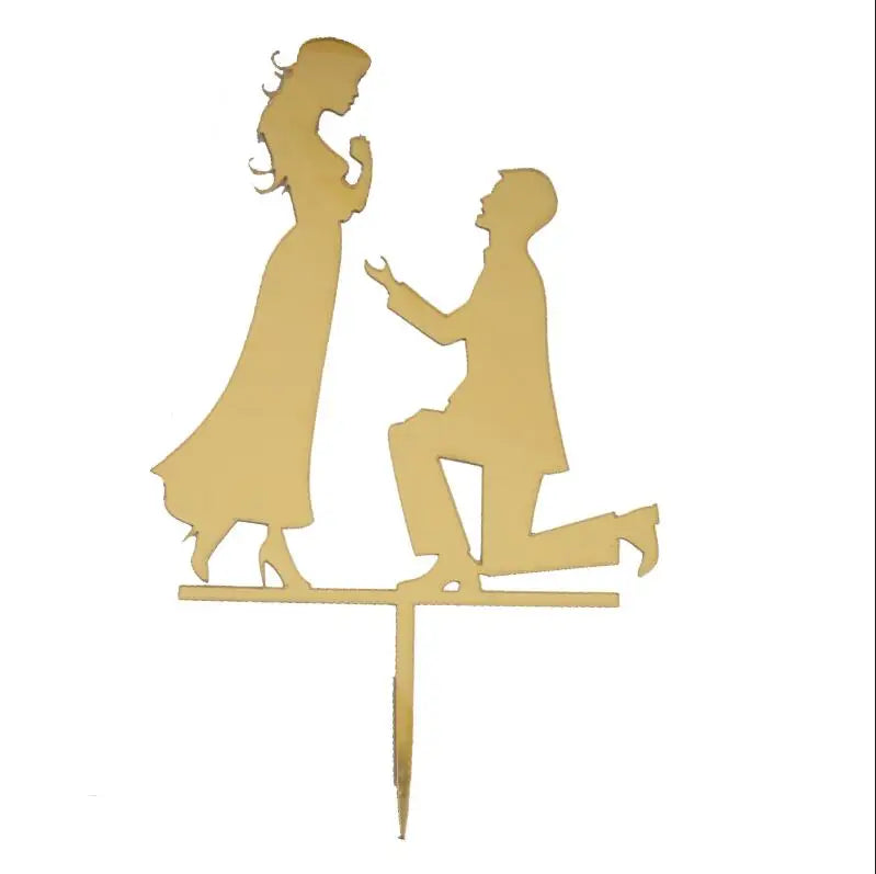 Wedding Cake Topper Bride Groom Mr Mrs Wedding Decorations Acrylic Black gold Cake Toppers Mariage Party Supplies Adult Favors Good Vibrations