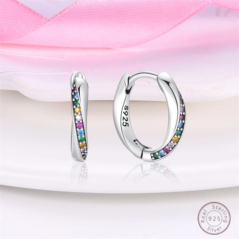 Hot 925 Sterling Silver Earrings Charm Simple Shiny Zircon Wedding Women Jewelry Gift Good Vibrations
