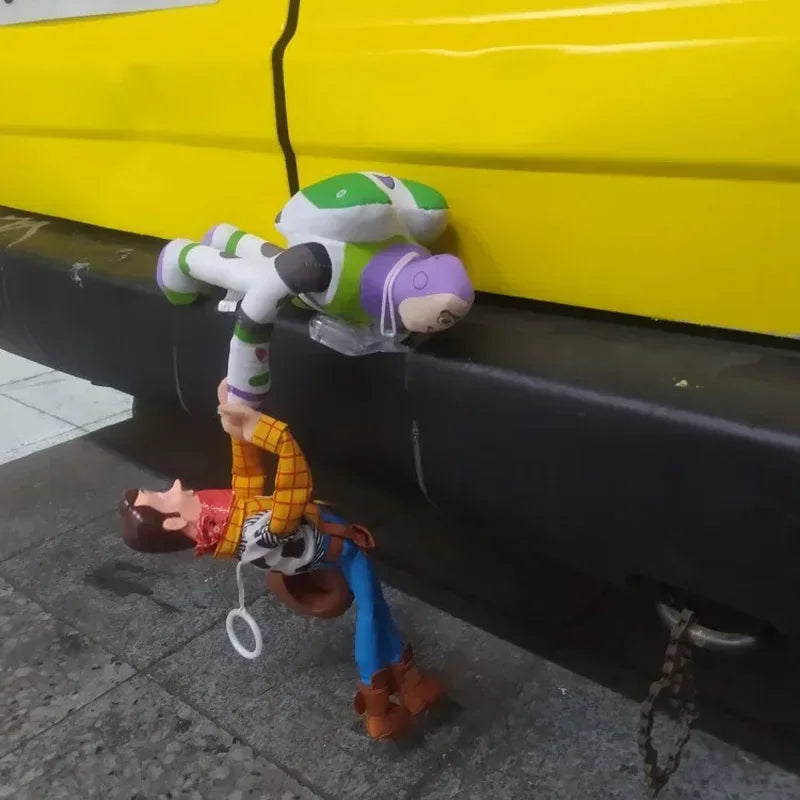 Toy Story Buzz Lightyear Rescue Woody Plush Dolls Auto Car Exterior Decoration Funny Dolls Outside Hang Toy Car Roof Ornament Good Vibrations