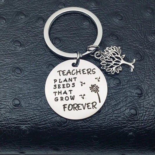 New Teacher Appreciation Gift Keychain Pendant Graduation Key Chains Keyrings Gift Teachers Plant Seeds That Grow Forever Good Vibrations