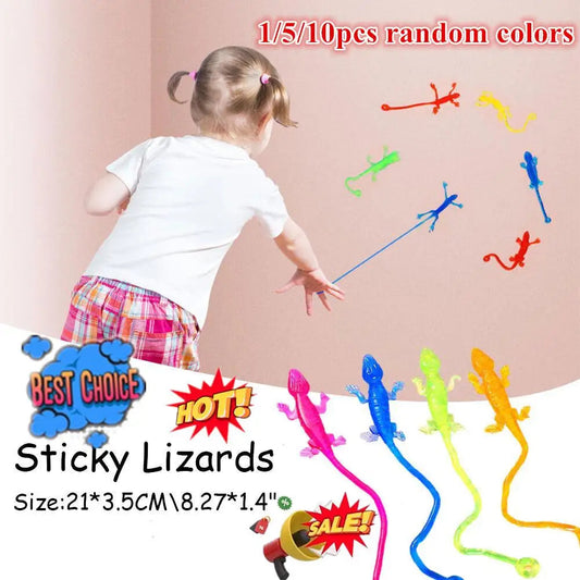 1-10X Colorful Lizard Retractable Sticky Gadget Toys For Kids Birthday Party Favors Pinata Fillers Halloween Gift Pinata Filler Good Vibrations