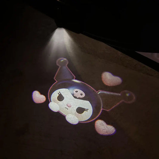 Sanrio Car Projector Light Welcome Light Ambient Light Sensor Door Light Hd Cartoon Hello Kitty Car Decorative Accessories Good Vibrations