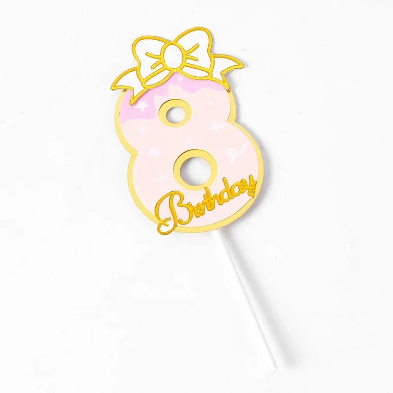 New Digital Decoration Happy Birthday Number Cake Insertion 0 1 2 3 4 5 6 7 8 9 Cake Topper Girls Boys Baby Party Supplies Decor Good Vibrations