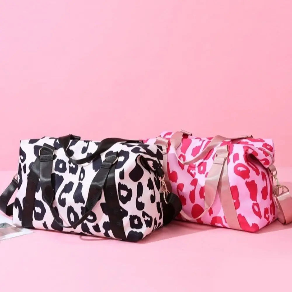 Oxford Leopard Print Duffle Bag Multi-functional Underarm Bag Fitness Shoulder Bag Large Capacity Tote Bag Luggage Handbag Good Vibrations