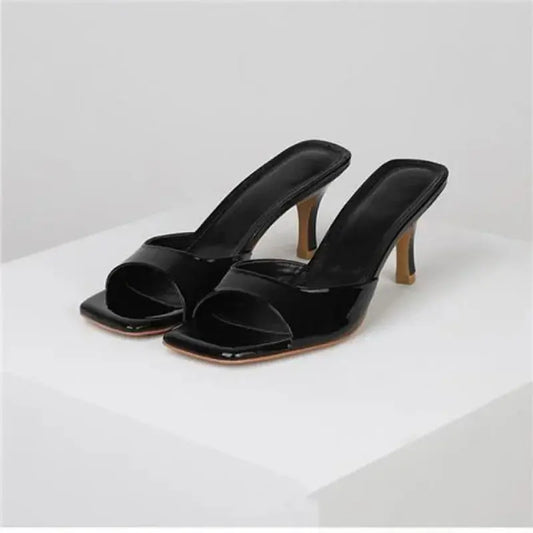 Women High Heel Sandals Summer New Fashion Square Toe Open Toe Women Elegant Casual Comfortable Black High Heel Sandals Good Vibrations