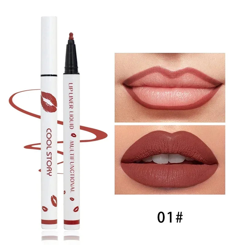 Matte Soft Lip Liner Liquid Lipliner Pencil Long Lasting Lips Cosmetic Tool Stick Quick Drying Smudge Proof Natural Lipstick Pen Good Vibrations
