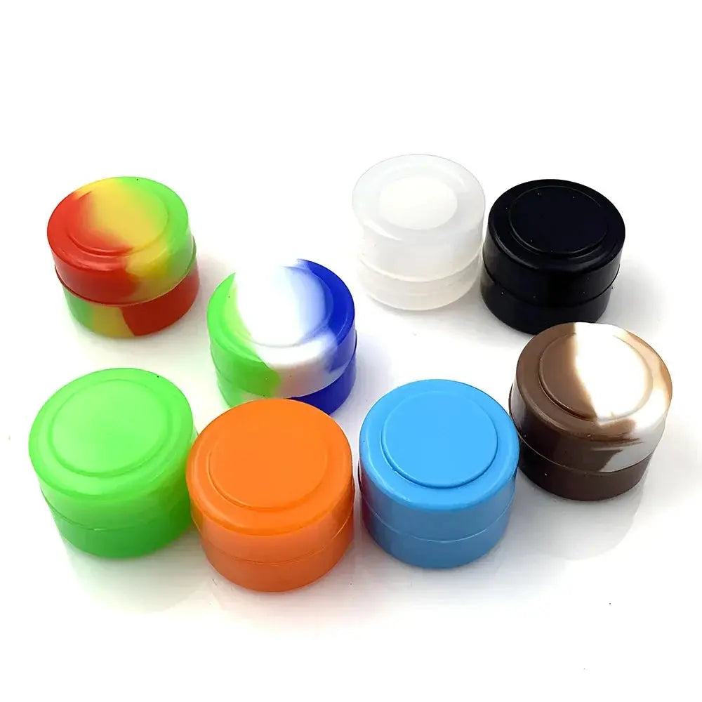 10PCS silicone containers in various colors, nonstick storage jars for oil and wax.