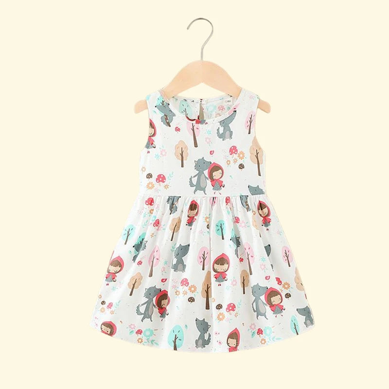 Girl Dress 100% Cotton Kids Summer Clothes Children Flower Dresses Sleeveless Cloth Princess Girls Party Fashion Outfit Clothing Good Vibrations
