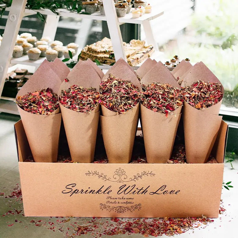 Kraft Paper Wedding Tray Confetti Cone Stand Box Tray Rustic Wedding Decoration Wedding Confetti Cones Wedding Cones Set supply Good Vibrations