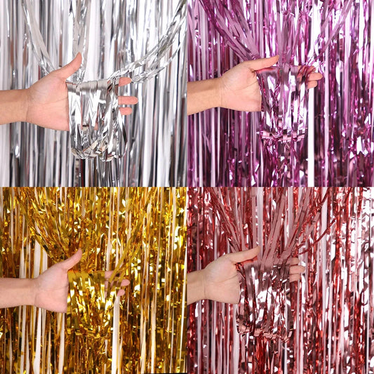 2/3/4M Party Background Wedding Decor Foil Fringe Curtain Sequin Bachelorette Photo Backdrop Wall Curtain Birthday Baby Shower Good Vibrations