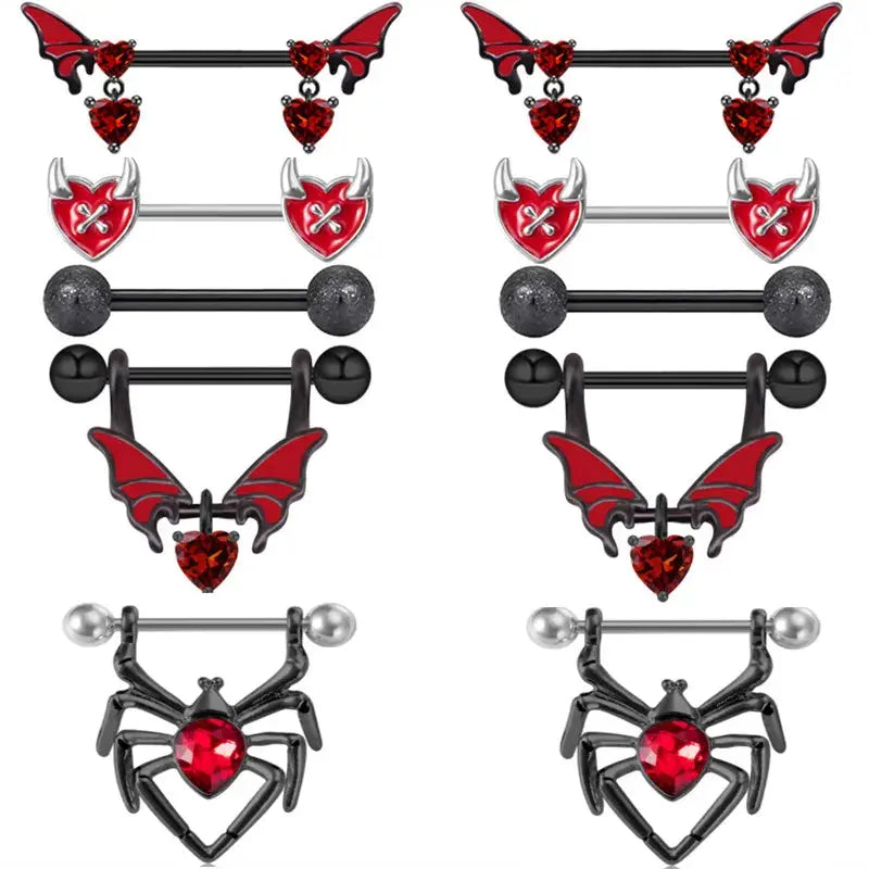 Stainless Steel Pink Bunny Nipple Piercing Jewelry Set 14G Green Bat Nipple Rings Bulk Cat Nipple Barbell Pack Piercing Pezon Good Vibrations Adult Super Store