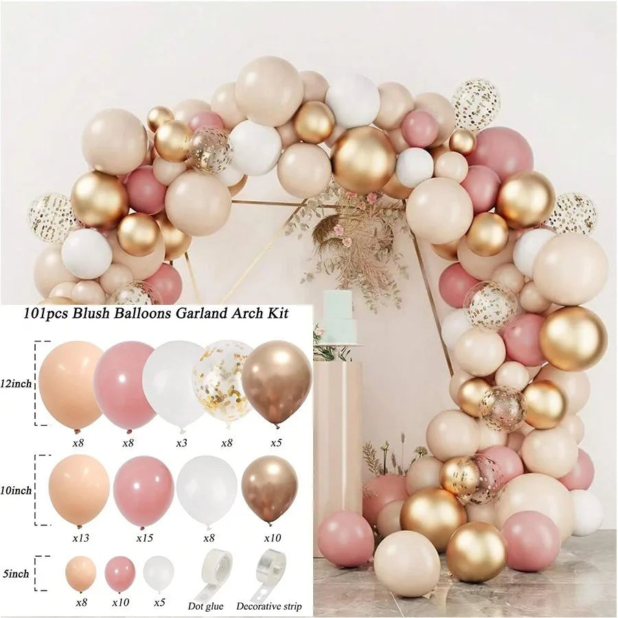 Blue White Metallic Balloons Garland Kit Gold Confetti Balloon Arch for Baby Shower Birthday Graduation Wedding Party Decoration Good Vibrations