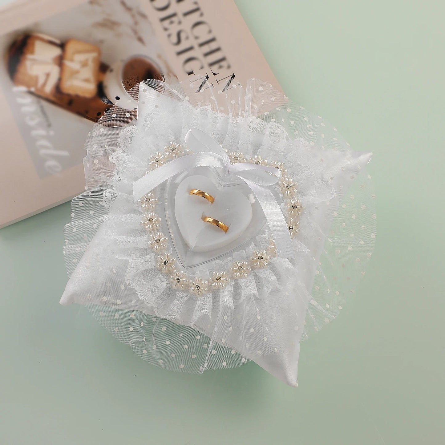Wedding Ring Pillow - Elegant Ring Bearer Cushion for Bride and Groom's Ceremonial Exchange Good Vibrations