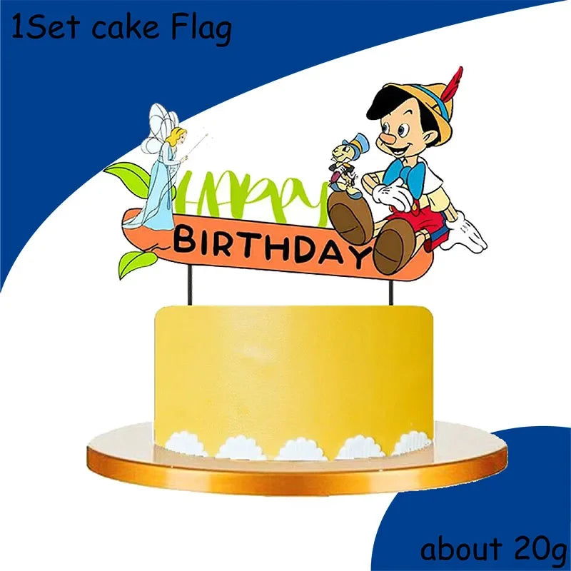 The Adventures of Pinocchio  Birthday Party Decorations Paper Tableware Cake Topper Latex Balloons Baby Shower Party Supplies Good Vibrations