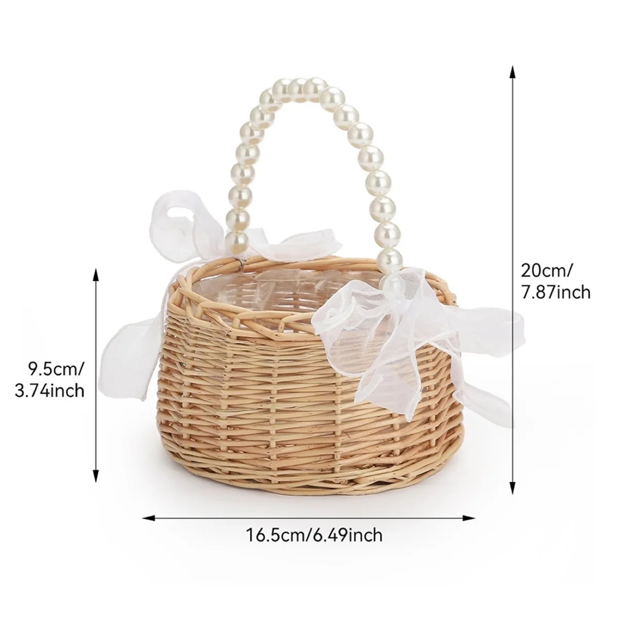 Wicker Flower Girl Basket for Weddings, Rattan Flower Basket Handmade Flower Girl Basket with Handle and RibbonT99C Good Vibrations