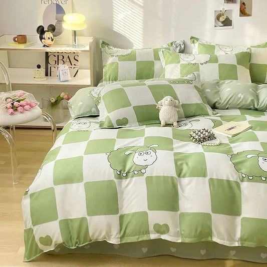 Bedding Set for Girl Boy Bedroom KIDS Modern Comforter Duvet Cover Flat Sheet Pillowcase Home Textile Soft Bed Linen Good Vibrations