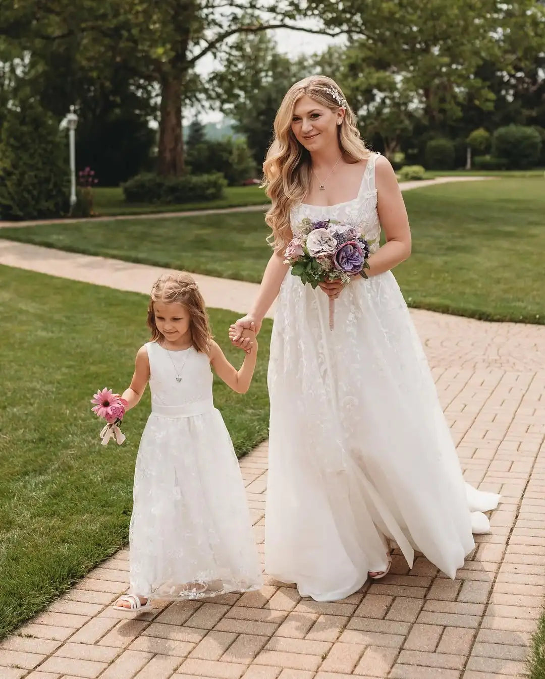 Flower Girl Dress Lace Chiffon Long Dresses Flower Girl Wedding Dress Summer Boho Birthday Party Wedding Dress For 2-14 Years