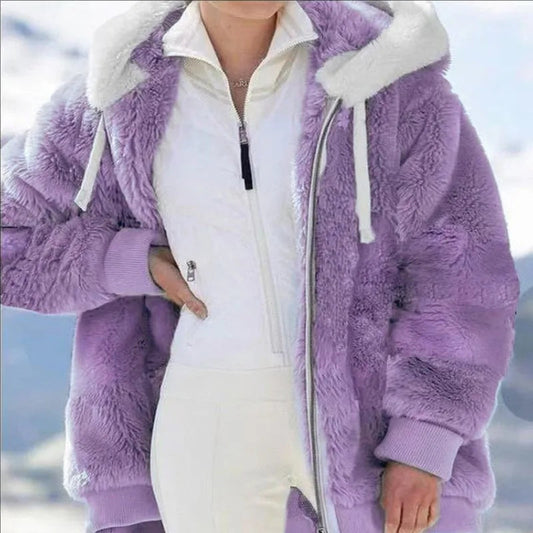 VEITCHE Autumn Winter Fashion Women hooded Zipper Long Sleeve Thick Cardigan Coat Women Snow Warm Skinny Casual Streetwear Good Vibrations