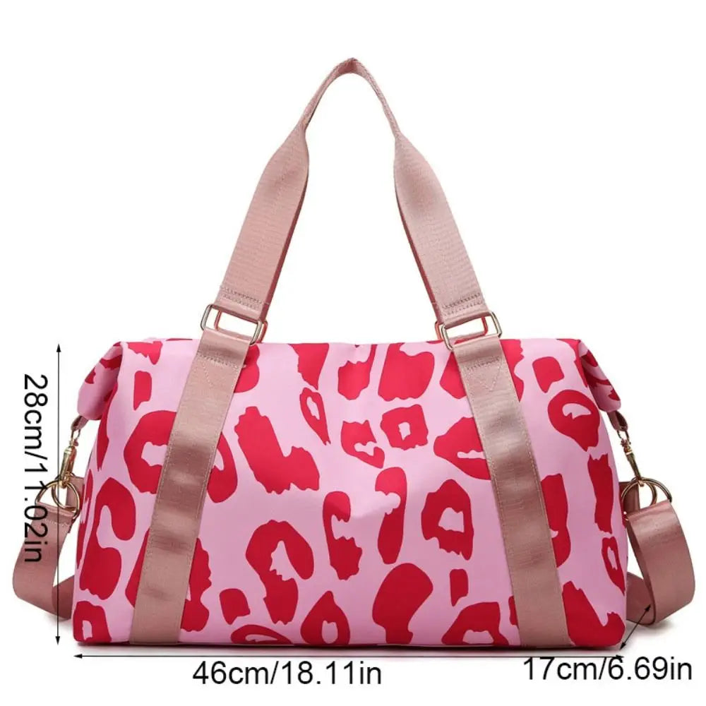 Oxford Leopard Print Duffle Bag Multi-functional Underarm Bag Fitness Shoulder Bag Large Capacity Tote Bag Luggage Handbag Good Vibrations