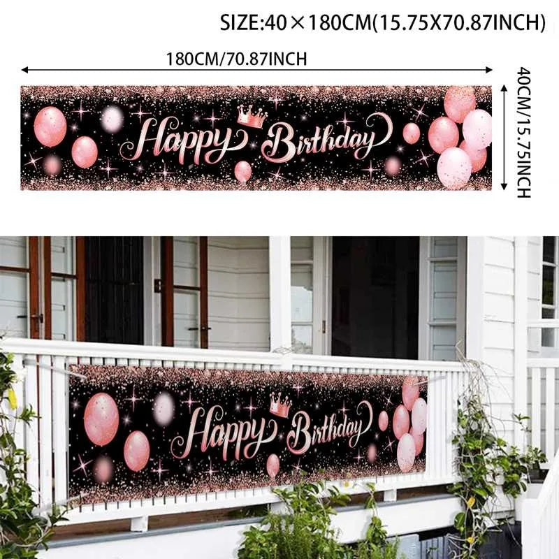Happy Birthday Banner Birthday Party Decoration Kids Boys Girl Baby Shower Decoration Bunting Garland Banners Flags Anniversary Good Vibrations