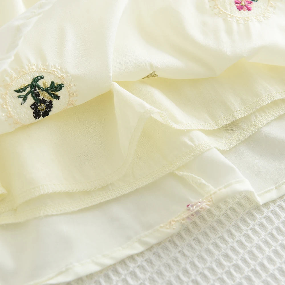Summer Girls Outfit 2-6Y Kids Embroidered Camisole + Short Skirt 2 Pieces Sets Adorable Good Vibrations