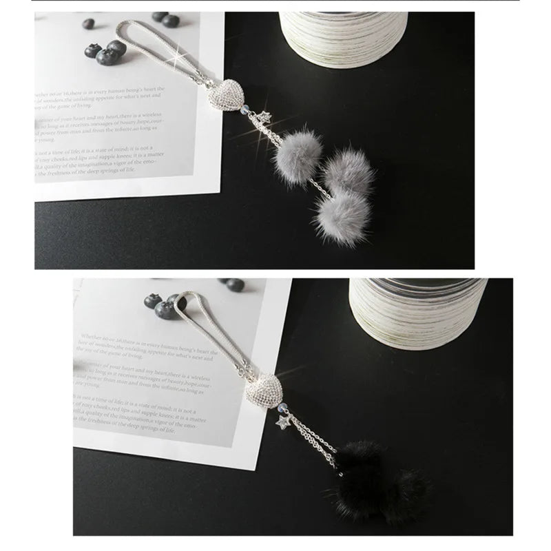 Fashion Diamond Car Accessorie Bling Hairball Pendant Auto Rearview Mirror Pendant Birthday Gift Auto Decoraction Ornaments Good Vibrations