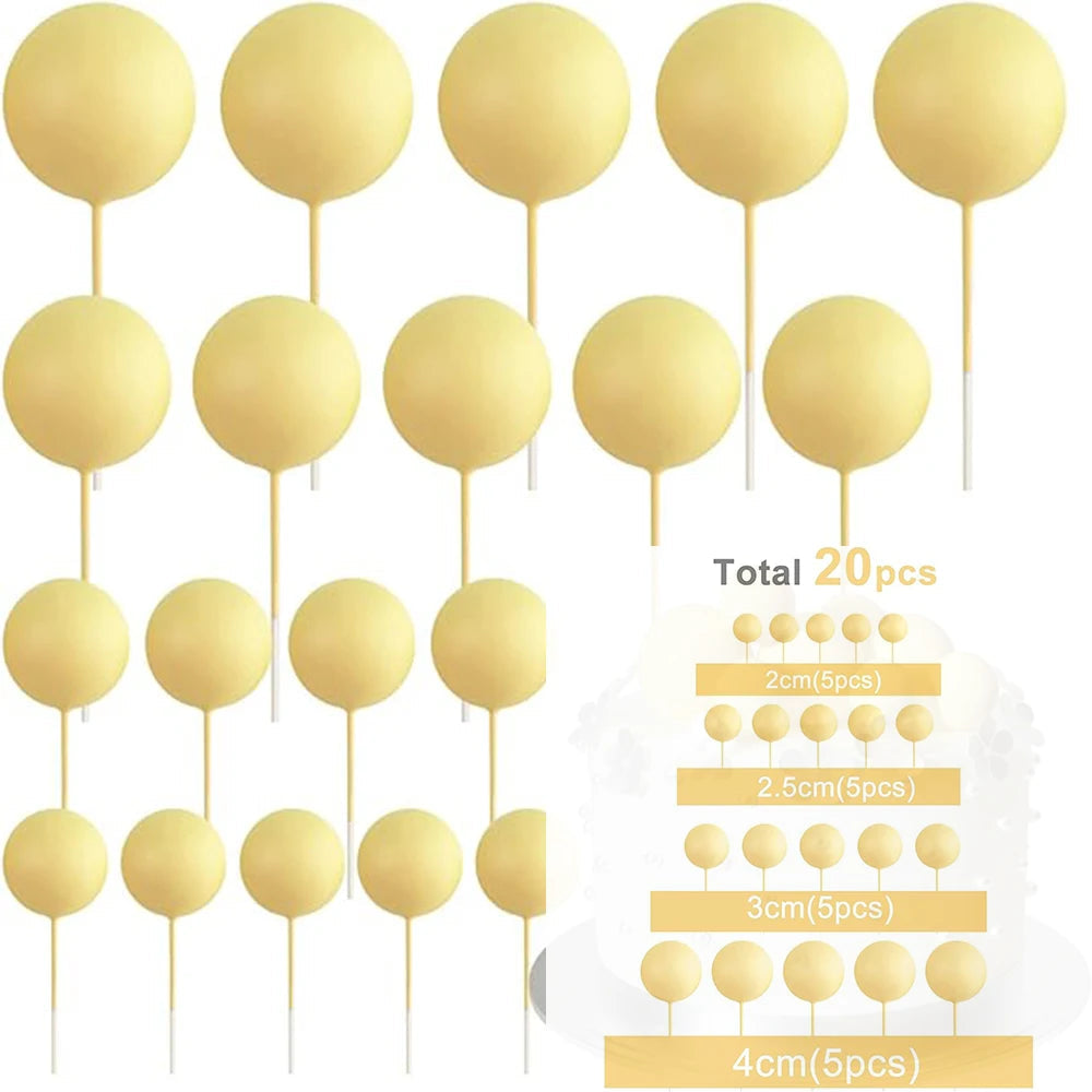 20Pcs Balls Cake Topper Pink Blue Gold Cake Balls Baking Decoration Birthday Wedding Anniversary Cake Picks Insert Toppers Decor Good Vibrations