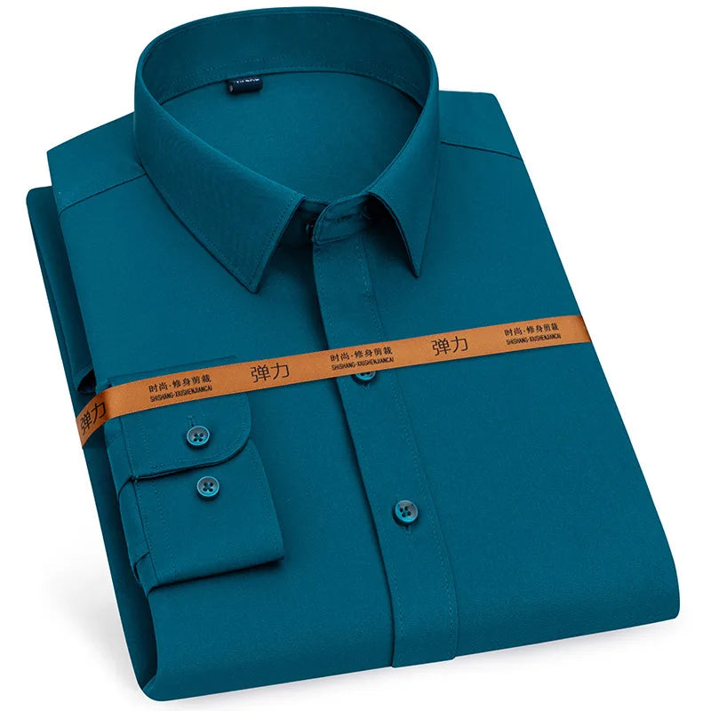 Men's long sleeved shirt formal spring and summer thin business leisure high-quality non-ironing breathable work clothes Good Vibrations