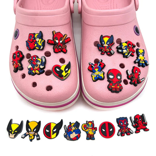 Hot 19pcs/set Deadpool & Wolverine Shoe Charms for Croc DIY Shoe Decorations Accessories Decorations Sandal Decorate Kids Gifts Good Vibrations