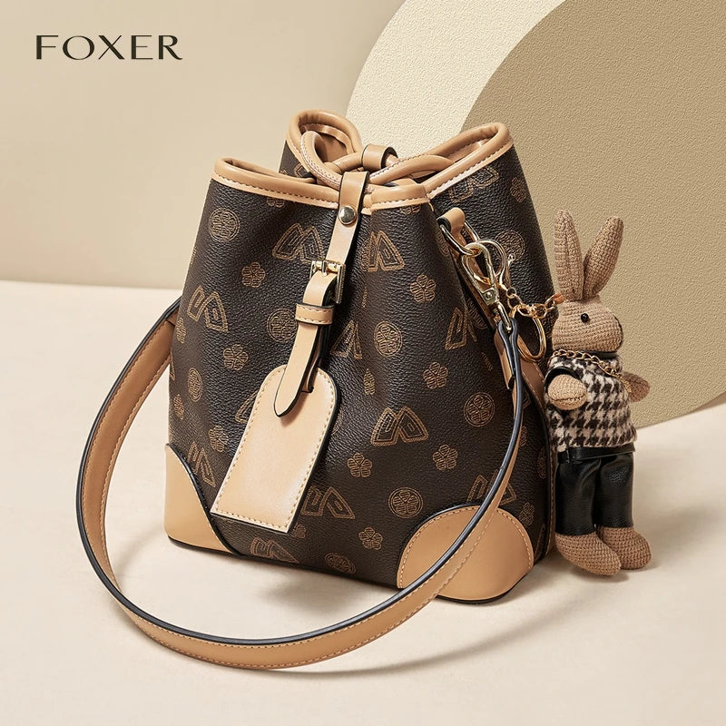 FOXER Women Small Fashion Crossbody Bag Bucket Shoulder Handbag Purse for Lady Gift for Wife Girlfriend Good Vibrations