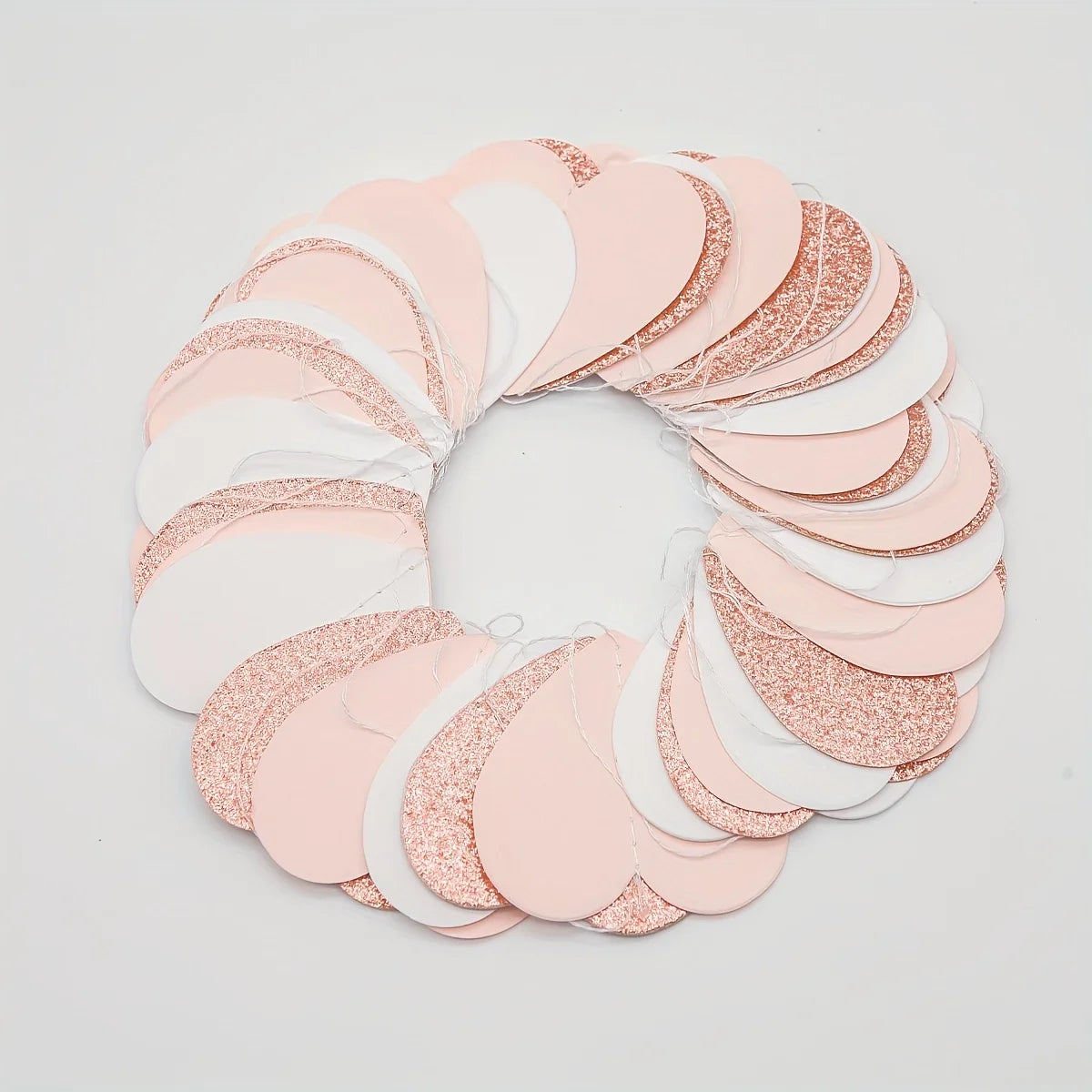 1pc Rose-Golden Pink White Party Decorations - Paper Heart Streamers Garland Galentines Valentines Day Decorations Good Vibrations